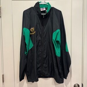 Cotton‎ Oxford Vintage Mens Black Green Colorblock Windbreaker Jacket Size 46/48